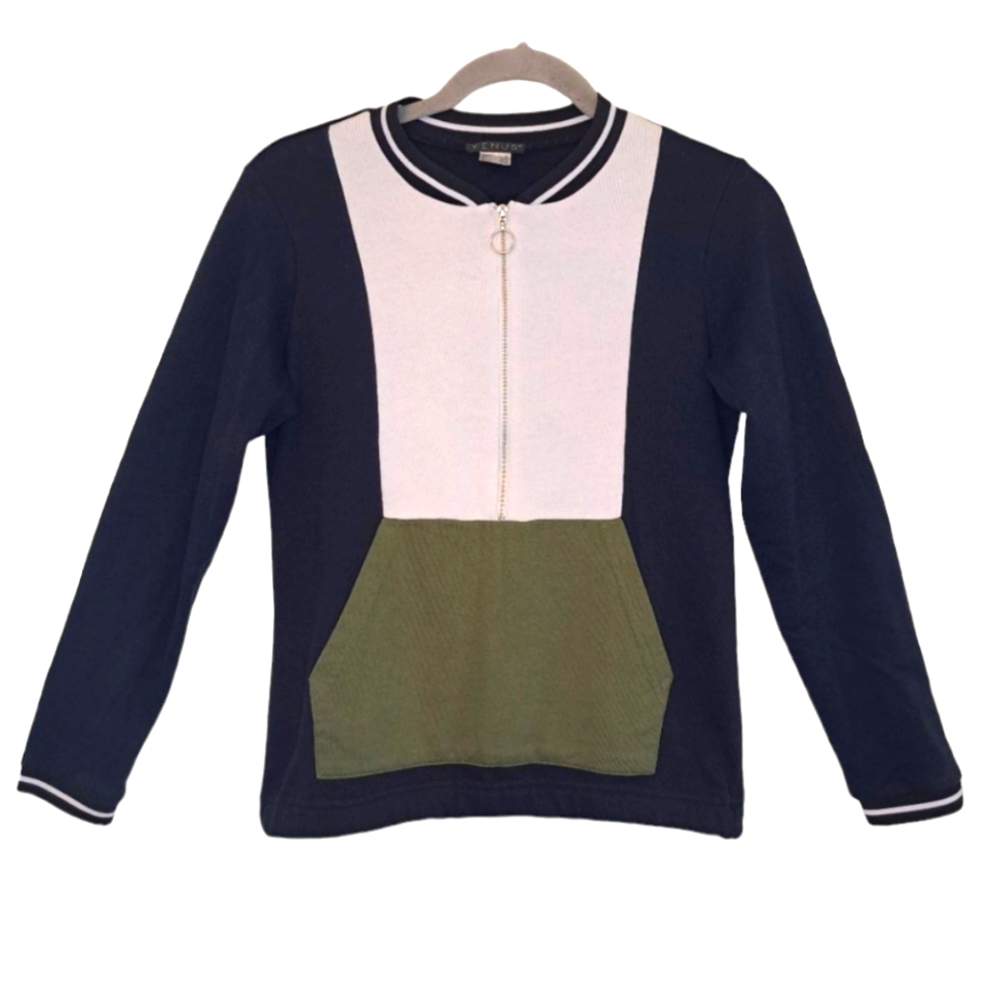 VENUS Half Zip Pullover Colorblock Sweatshirt with Pouch Pocket Size XS